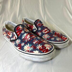 VANS Sneakers Men's 9, Women's 10.5 Daisy Flowers Raised Graffiti Slip-on Shoes